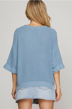 Load image into Gallery viewer, BELLA- Periwinkle quarter sleeve spring sweater
