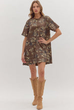 Load image into Gallery viewer, Brown denim floral dress
