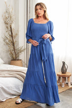 Load image into Gallery viewer, Layla- Blue solid smocked wide leg jumpsuit
