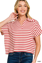 Load image into Gallery viewer, Ruby striped collared top
