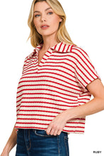 Load image into Gallery viewer, Ruby striped collared top
