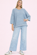 Load image into Gallery viewer, Lightweight washed denim blue boxy sweater

