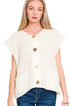 Load image into Gallery viewer, Cream 4 gold button boxy vest
