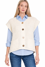 Load image into Gallery viewer, Cream 4 gold button boxy vest
