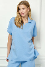 Load image into Gallery viewer, MAIRA- powder blue textured collared oversized top
