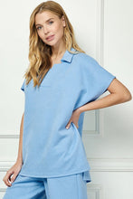 Load image into Gallery viewer, MAIRA- powder blue textured collared oversized top
