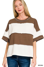 Load image into Gallery viewer, Chunky stripe brown boxy top
