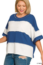 Load image into Gallery viewer, Curvy Chunky stripe navy boxy top
