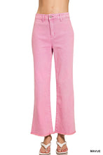 Load image into Gallery viewer, Dana- Washed Mauve Frayed hem wide leg jeans
