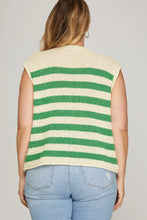 Load image into Gallery viewer, Curvy sized Lara- Boxy Kelly green striped sweater vest

