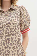 Load image into Gallery viewer, MISSY- Leopard denim dress featuring red side stripes
