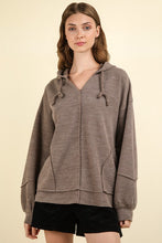 Load image into Gallery viewer, LALA- Mocha oversized ribbed hoodie sweatshirt
