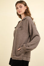 Load image into Gallery viewer, LALA- Mocha oversized ribbed hoodie sweatshirt
