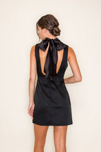 Load image into Gallery viewer, Black Organza scarf satin sleeveless mini dress- Fancy collection
