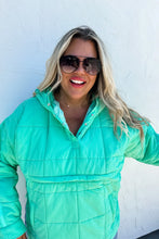 Load image into Gallery viewer, PEYTON- Seafoam puffer hoodie pullover jacket
