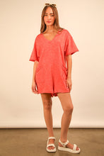 Load image into Gallery viewer, KAYDEE- Coral mineral washed oversized romper with pockets
