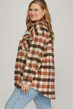 Load image into Gallery viewer, Plus MADI-  Plaid Cinnamon oversized button up shacket
