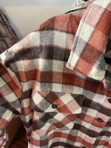 Plus MADI-  Plaid Cinnamon oversized button up shacket