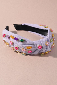 Lavender -Multicolor gauze crystal headband