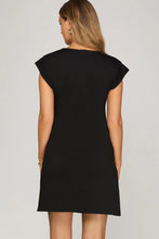 Load image into Gallery viewer, KNIT Black elegant BUTTON DOWN MINI DRESS
