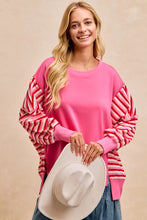 Load image into Gallery viewer, Oversized French Terry pink striped detail sweatshirt
