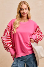 Load image into Gallery viewer, Oversized French Terry pink striped detail sweatshirt
