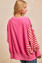 Load image into Gallery viewer, Oversized French Terry pink striped detail sweatshirt

