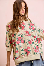 Load image into Gallery viewer, ROSE PRINTED TERRY OPEN SEAM HALF SLEEVES TOP
