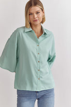 Load image into Gallery viewer, MAYA- Mint collared solid button up
