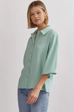 Load image into Gallery viewer, MAYA- Mint collared solid button up
