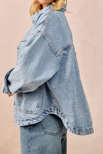 Load image into Gallery viewer, Bibi- Oversized WASHED DENIM JACKET WITH DOUBLE POCKET BACK PLEAT
