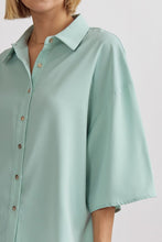 Load image into Gallery viewer, MAYA- Mint collared solid button up
