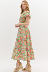 ELIZA- airy floral print bubble puff sleeve