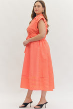 Load image into Gallery viewer, Liza - Pink/ Orange Striped cap sleeve midi dress
