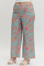 Load image into Gallery viewer, Plus Melisa-Blue Floral pattern mid-rise ankle-length pants
