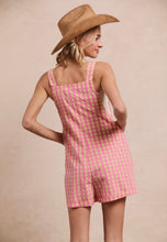 Load image into Gallery viewer, Bibi- Gingham print pink and tan romper

