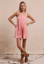 Load image into Gallery viewer, Bibi- Gingham print pink and tan romper
