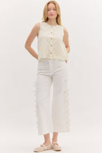 Load image into Gallery viewer, BOW - white bow detailed cropped mid-rise denim jeans
