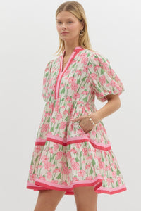 Poppy- floral print bubble sleeve dress