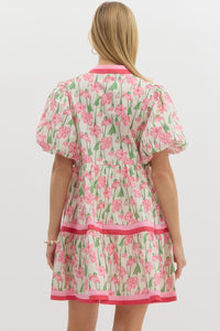 Poppy- floral print bubble sleeve dress