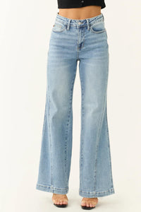 JUDY  BLUE -Retro wide leg medium washed high waisted jeans JB88766