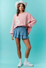 Load image into Gallery viewer, USA pearl embroidered oversized pink sweatshirt
