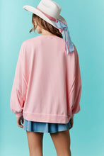 Load image into Gallery viewer, USA pearl embroidered oversized pink sweatshirt
