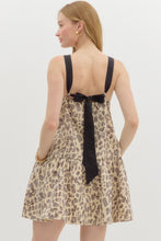 Load image into Gallery viewer, KENDAL- Leopard print ruffle skirt bow back mini dress
