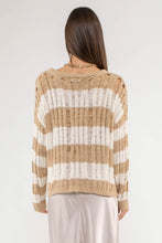 Load image into Gallery viewer, Evelyn- striped distressed oversized spring sweater
