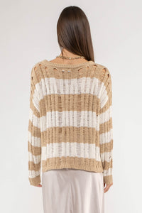 Evelyn- striped distressed oversized spring sweater