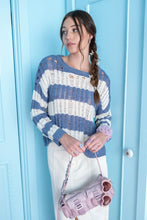 Load image into Gallery viewer, Evelyn- striped distressed oversized spring sweater
