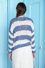 Load image into Gallery viewer, Evelyn- striped distressed oversized spring sweater
