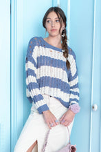 Load image into Gallery viewer, Evelyn- striped distressed oversized spring sweater
