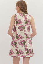 Load image into Gallery viewer, White denim floral print gold button detailed dress
